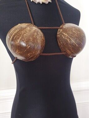 Handmade Coconut Shell Bra Top - Brown Tropical Hawaiian Themes Hula